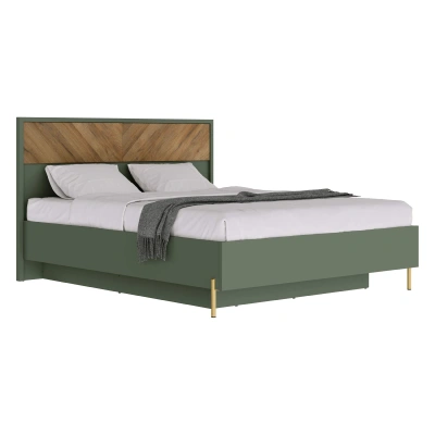 Н.м. "SIENA" кровать LOZ160х200 с подъемным механизмом, к.Дымчатый зеленый/ф.Дымчатый зеленый+Дуб вотан фотография