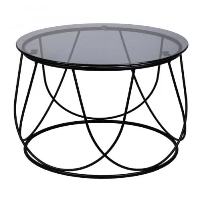 Стол журнальный BUBBLE, тонированное стекло/черный, d 600*400 фотография