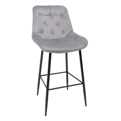 Стул ATINA, барный, светло-серый велюр HLR-20/черный фотография