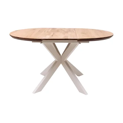 СТОЛЕШНИЦА раздвижная РАУНД +ПОДСТОЛЬЕ КСЕ/Р-80 дуб натуральный/белый (1000(1400)/750)_8