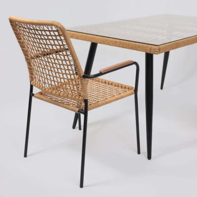 Кресло садовое BERGAMO, PE, иск.роттанг,черный+коричневый_8