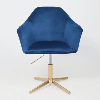 Стул DUBAI, поворотный, (синий велюр/золото)_8