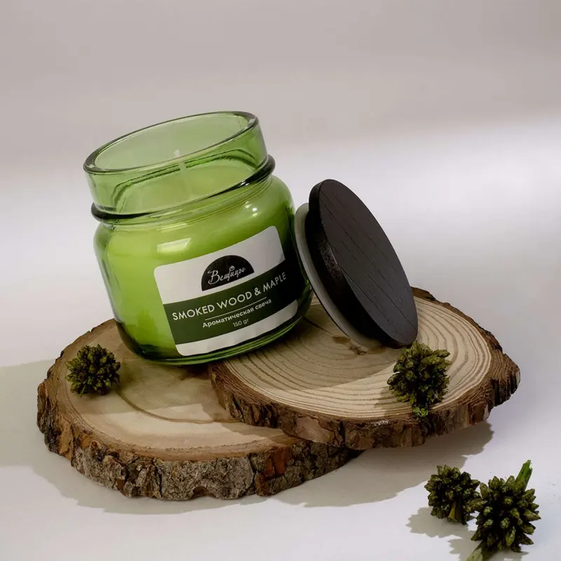 Ароматическая свеча SMOKED WOOD & MAPLE в стекле, Д75 Ш75 В75_preview_2