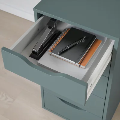 Стол письменный Ингар 2/55, дуб беленый / серо-бирюзовый_9