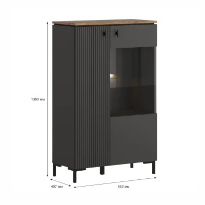Н.м. "SAN GIMIGNANO" шкаф REG1D1W/140, к.Антрацитовый+Дуб нокс/ф.Антрацитовый+Готика_6