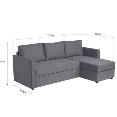 Диван трехместный с угловой секцией Тилаус КП Prince Ash, серый (черные опоры)_3