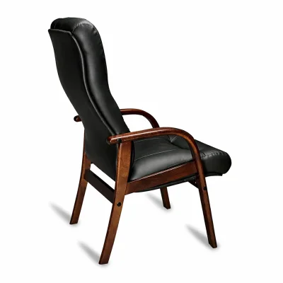 Кресло OXFORD A/D  (орех темный) кожа (черная)_3