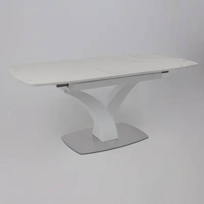 Стол НОТР ДАМ MODERNE, керамика 2 кат. 1400(1800)*850, Камень белый Calacata vagli/Белый Муар_18