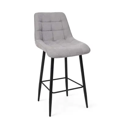 Стул BARON, барный, серый микровелюр/черный фотография