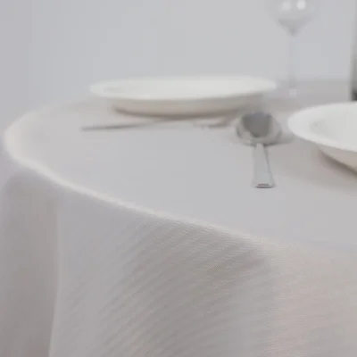 Скатерть грязеотталкивающая, круглая д.150см, полоска-елочка 2738, серый 010301 фотография