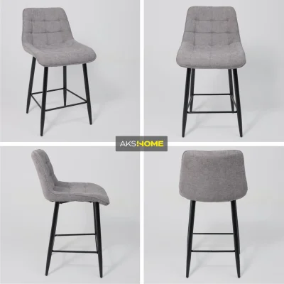 Стул BARON, барный, серый микровелюр CD2302-26/черный_2