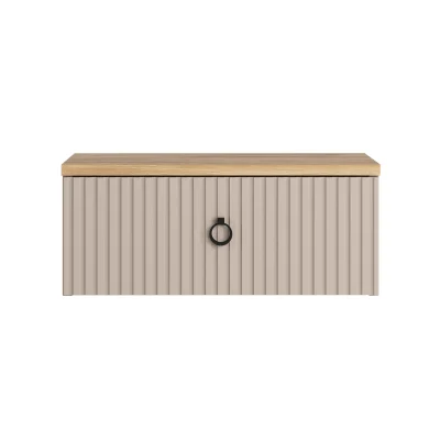 Н.м. "DOMENICA" навесная прикроватная тумба WKOM1S, к.Глиняный серый+Дуб сильвержек ореховый/Глиняный серый_2