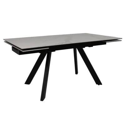 Стол МОНАКО NEW,керамика 0 кат. 1600(2240)*900, Камень белый Greys White/Черный матовый фотография