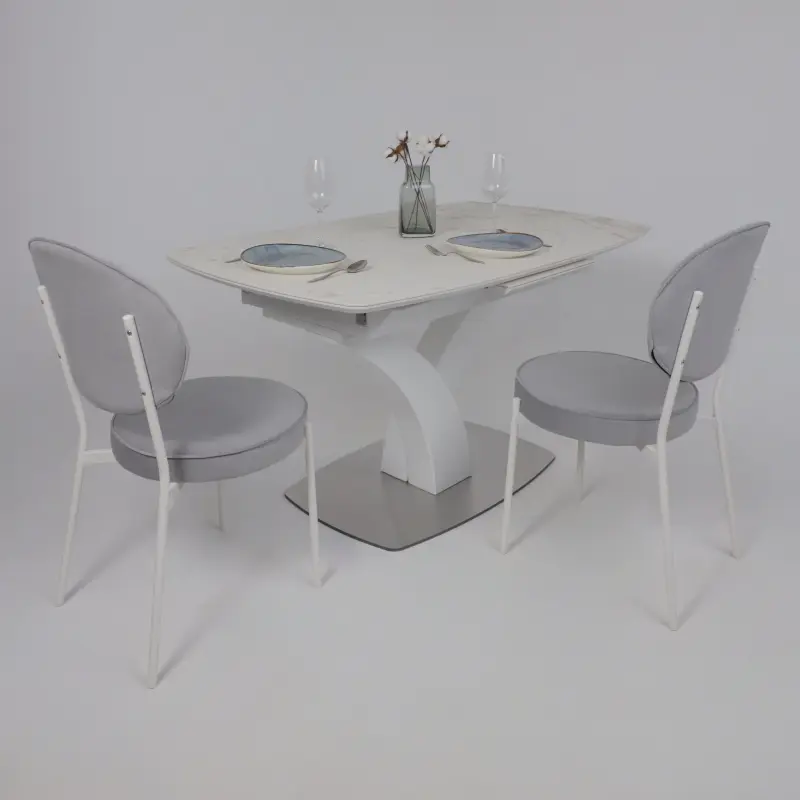 Стол НОТР ДАМ MODERNE, керамика 2 кат. 1400(1800)*850, Камень белый Calacata vagli/Белый Муар_preview_9