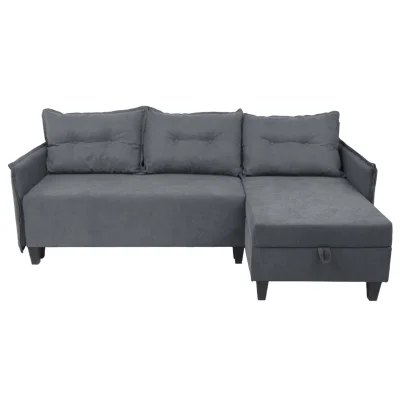 Диван-кровать угловой Туули КП Prince Ash, серый (черные опоры)_3