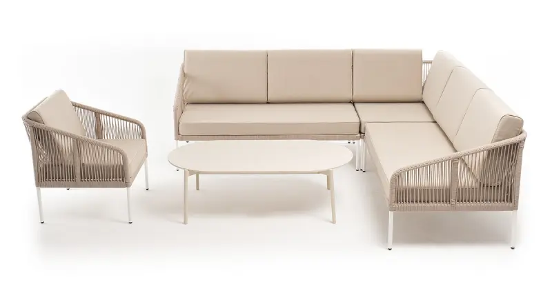 "Канны" модульная угловая лаунж-зона из роупа (веревки) со столом "Диего" (молочный), цвет бежевый_preview_2
