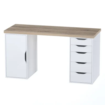 ИНГАР 2/5/ДВ стол письменный 140x75x55, дуб беленый/белый фотография