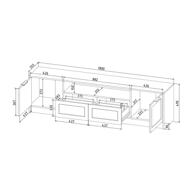 Тумба(ТВ) КОНЦЕПТ Тренд КТ-ТВ4-50, к.Белый/ф.Луна  (В495хШ1800хГ355мм)_4