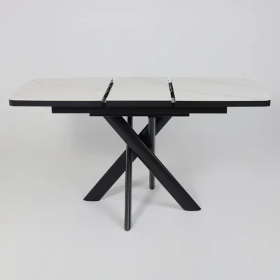 Стол LEONEL-110, раздвижной 110(145)х80, COROLLA WHITE GLOSS ST CER/Черный_18