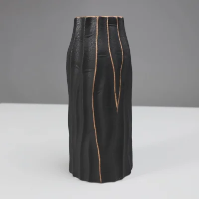 Ваза керамическая WOOD, черный, 10,5*10,5*24см_3