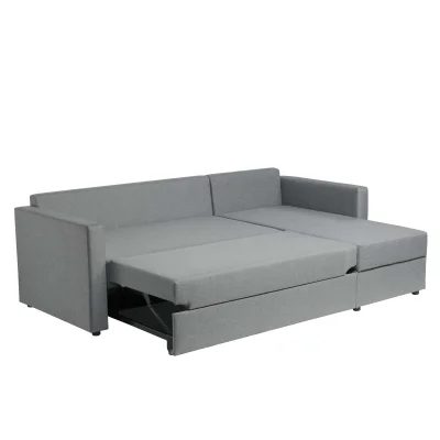 Диван трехместный с угловой секцией Тилаус КП Malmo 90, серый (черные опоры)_7