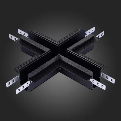 Коннектор X-образный для встраиваемого магнитного шинопровода под ГКЛ 12мм ST-Luce Черн SKYLINE 48_2