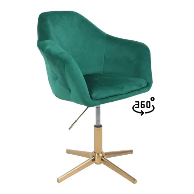Стул DUBAI, поворотный, (зеленый велюр/золото) фотография