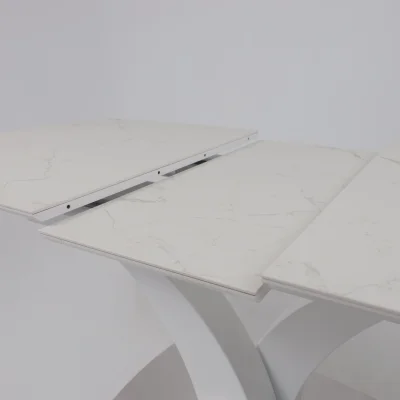 Стол НОТР ДАМ MODERNE, керамика 2 кат. 1400(1800)*850, Камень белый Calacata vagli/Белый Муар_20