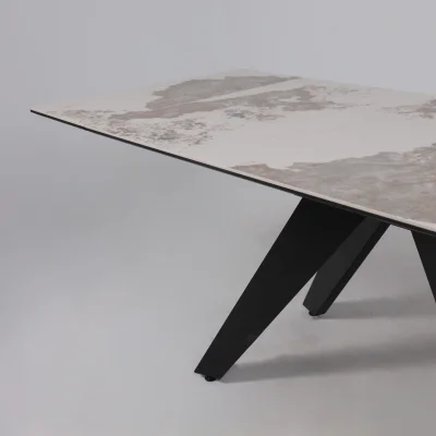 Стол AV 2122, МДФ+керамика, раздвижной 1400 (2000)*850 белый, глянцевый PANDORA/черный_15