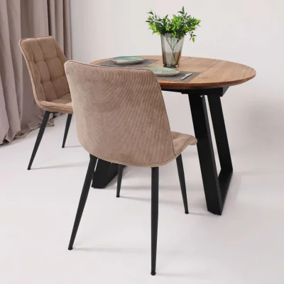 Столешница РАУНД раздвижной дуб мореный + ПОДСТОЛЬЕ ТрН/Р-80 черный (1100(1500)/750)_2