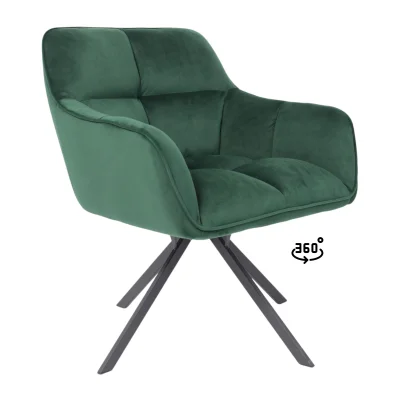 Кресло VIRGINIA, поворотное, темно-зеленый велюр HCJ-19/черный фотография