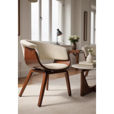 Кресло барное MODY, экокожа, кремовый/орех_11