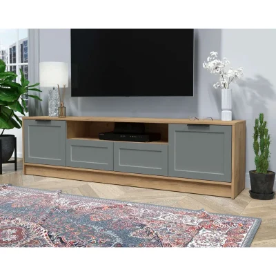 Тумба(ТВ) КОНЦЕПТ Тренд КТ-ТВ4-50, к.Дуб золото/ф. серый (1800х495х355)_2