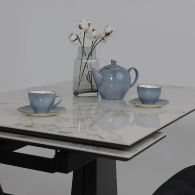 Стол AV 2119, МДФ+керамика, раздвижной 1200 (1800)*800 натуральный, глянцевый GOLD JADE/черный_6