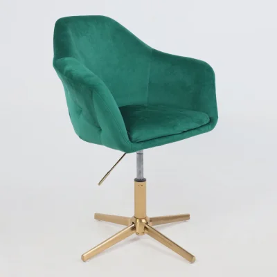 Стул DUBAI, поворотный, (зеленый велюр/золото)_7