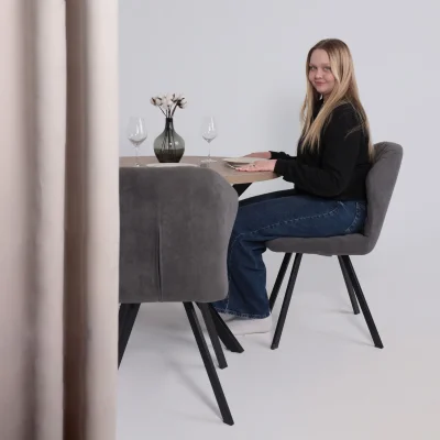 Стол РИГА, D950, Дуб Велингтон/Черный_2