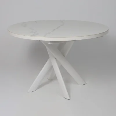 Стол RONALDO-120, круглый раздвижной 120(160), PATAGONOA BIANCO GLOSS PREMIUM CER/Белый_6