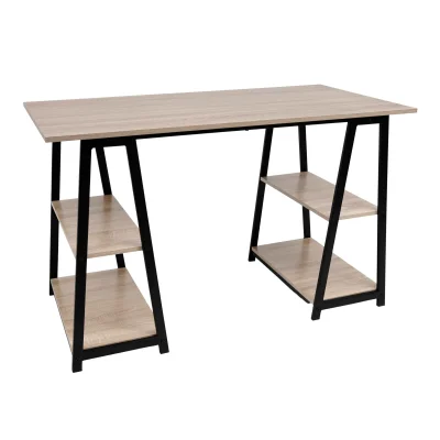 Стол письменный TOPAZ, светлый дуб/черный металл, 1200*600*770 фотография