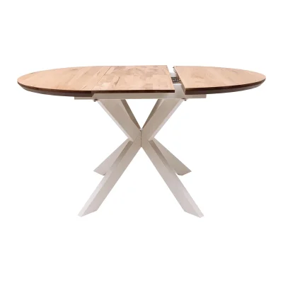 СТОЛЕШНИЦА раздвижная РАУНД +ПОДСТОЛЬЕ КСЕ/Р-80 дуб натуральный/белый (1000(1400)/750)_5