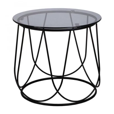 Стол журнальный BUBBLE, тонированное стекло/черный, d 500*450 фотография