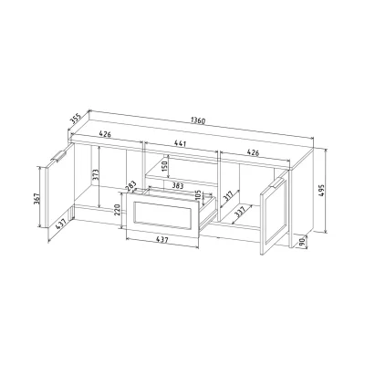 Тумба(ТВ) КОНЦЕПТ Тренд КТ-ТВ3-50, к.Антрацит/ф.Серый  (В495хШ1360хГ355мм)_4