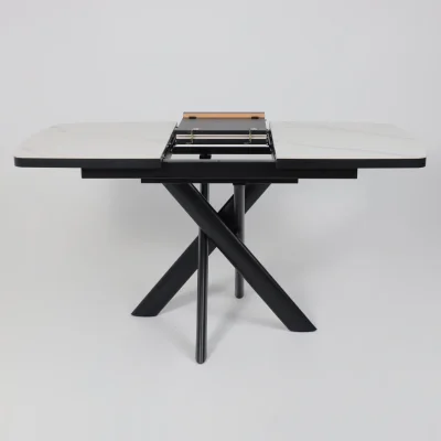 Стол LEONEL-110, раздвижной 110(145)х80, COROLLA WHITE GLOSS ST CER/Черный_17