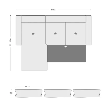 Диван арт.ZE-EM20028 KSG CanXL-2,5AR (3 декор. подушки 70х25) фотография