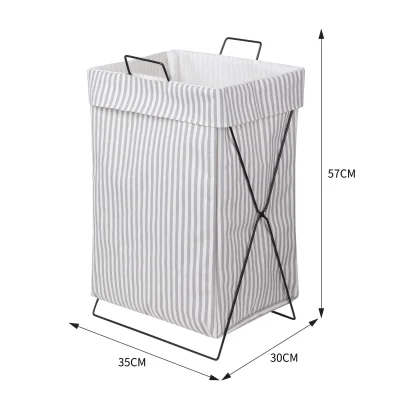 Корзина YUKI ,30*35*58см, серая полоска+черный_6