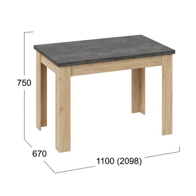 Стол раздвижной ПРОМО Тип 4, 1100(2098)*670, ателье темный/дуб крафт золотой_7