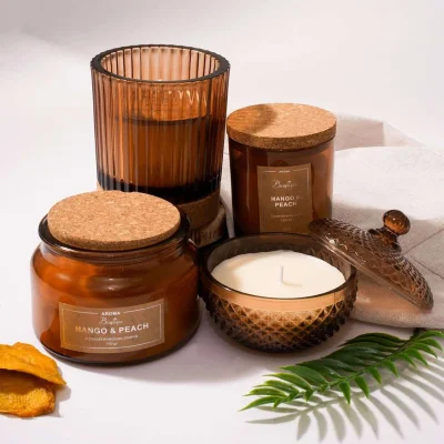Ароматическая свеча MANGO & PEACH в стекле, Д90 Ш90 В80_5