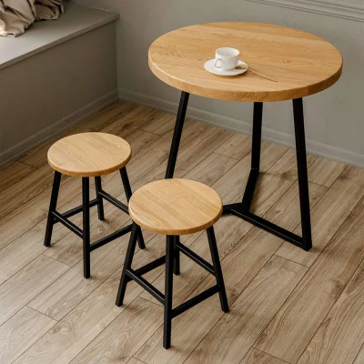 Табуреты круглые для кухни деревянные, комплект 2 шт, SMH-245 натуральный дуб_3