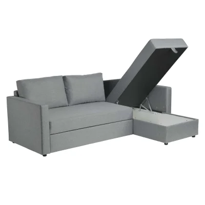 Диван трехместный с угловой секцией Тилаус КП Malmo 90, серый (черные опоры)_8