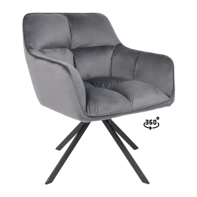 Кресло VIRGINIA, поворотное, велюр, тем.-серый HCJ-40/черный фотография
