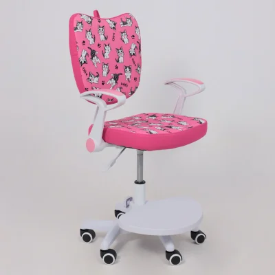 Кресло поворотное CATTY, WHITE, ткань, (фуксия с котятами)_13